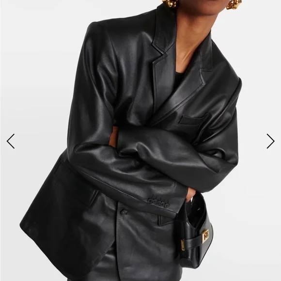 NYC Black Leather Oversized Blazer - Picture 4 of 6